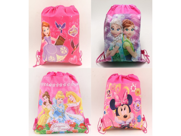 Jiada Return Gifts Set of Cartoon Printed Kids Haversack Bags (Pack of 6 for Girls)